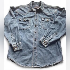 Vintage Western Denim Shirt-Jacket in Men’s Medium